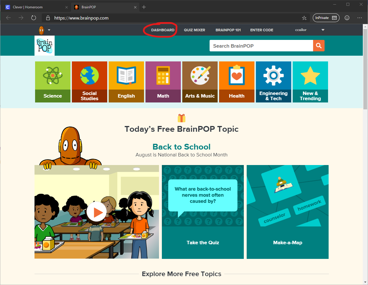 Logging into BrainPOP as a teacher Wesleyan School