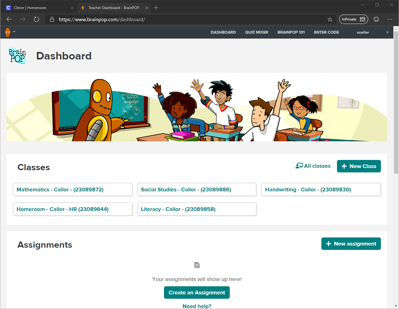 Logging into BrainPOP as a teacher Wesleyan School