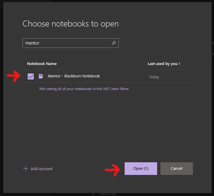 Closing and reopening a notebook in OneNote Wesleyan School